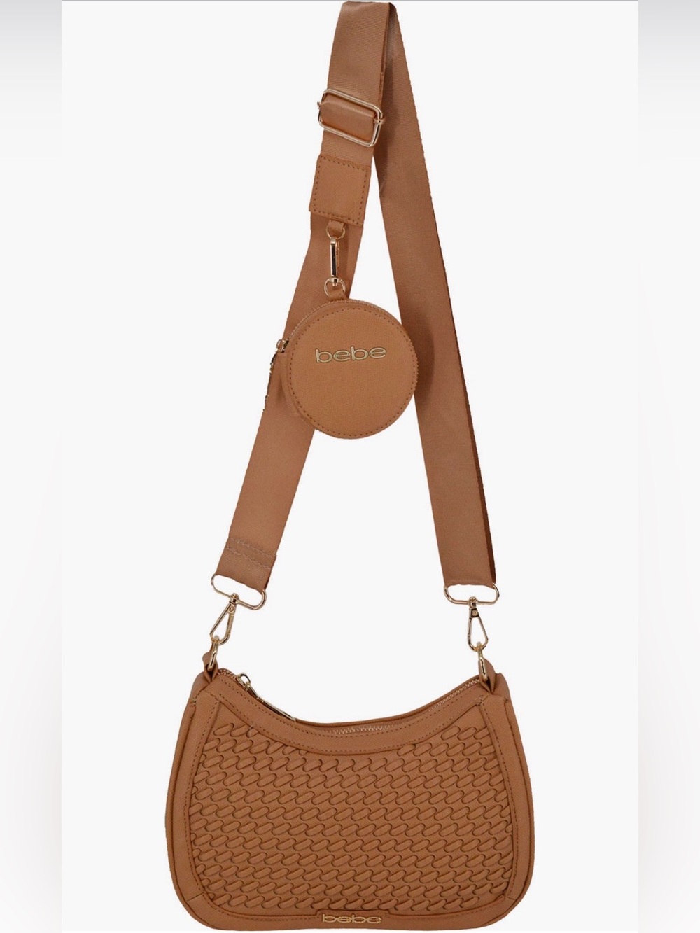 bebe Katriel Crossbody Bag with Zip Pouch in Camel NWT - Picture 1 of 2